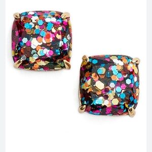 NWOT Kate Spade New York Mini Square Multi Color Glitter Stud Earrings